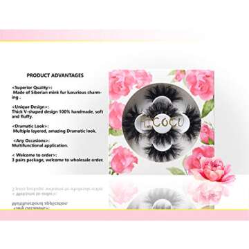 HICOCU 25mm Lashes Mink 3 Pairs False Eyelashes Dramatic Look lashes 25mm Set Pack 3D Lashes Long Vo...