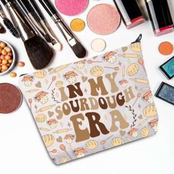 JNIAP Sourdough Baker Makeup Bag Sourdough Starter Gifts In My Sourdough Era Gifts Sourdough Bread Lover Zipper Pouch (Sourdough era mb)