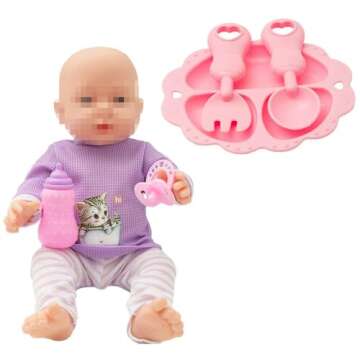 SOTOGO 34 Piece Baby Doll Care Set - Complete Feeding & Changing Accessories in Bag, Without Doll