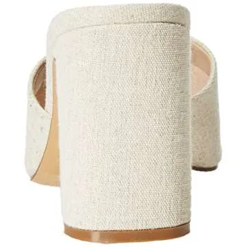 The Drop Women's Pattie High Block Heeled Mule Sandal, Linen, 8