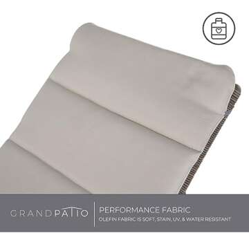 Grand patio Outdoor Chaise Lounge Sunbathing Chair Arc Lounger with Wicker Cushion Multipurpose Lounge Chair for Poolside, Tan