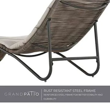 Grand Patio Outdoor Chaise Lounge with Wicker Cushion