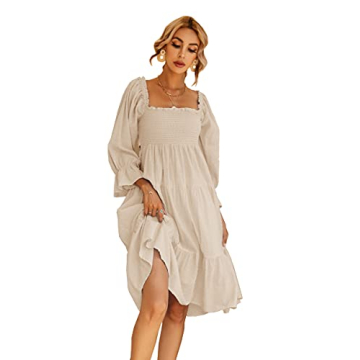 R.Vivimos Casual Cotton Off-Shoulder Boho Midi Dress
