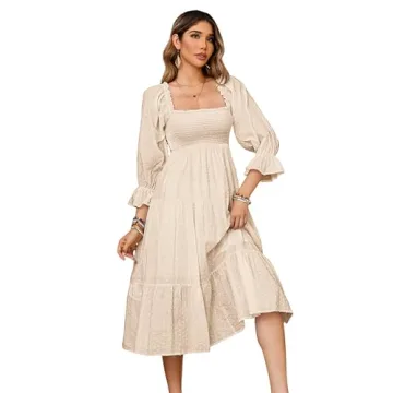 R.Vivimos Casual Cotton Off-Shoulder Boho Midi Dress