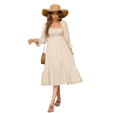 R.Vivimos Casual Cotton Off-Shoulder Boho Midi Dress