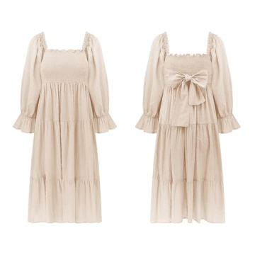 R.Vivimos Casual Cotton Off-Shoulder Boho Midi Dress