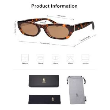 SOJOS Retro Rectangle Polarized Sunglasses for Women Men Vintage Trendy Narrow Y2k Sunnies SJ2363, Tortoise/Brown