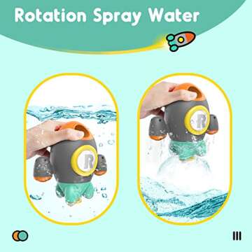 HEMRLY Space Rocket Bath Toy, Fun Water Play for Kids
