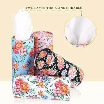 Cunhill 8 Pack Car Tissue Holder with Facial Tissue Bulk Cylinder Car Round Boxes for Travel Fit for Cup Holder Box Round Container(Colorful Flower Style)