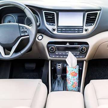 Cunhill 8 Pack Car Tissue Holder with Facial Tissue Bulk Cylinder Car Round Boxes for Travel Fit for Cup Holder Box Round Container(Colorful Flower Style)