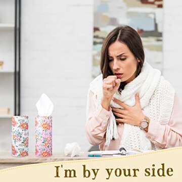 Cunhill 8 Pack Car Tissue Holder with Facial Tissue Bulk Cylinder Car Round Boxes for Travel Fit for Cup Holder Box Round Container(Colorful Flower Style)