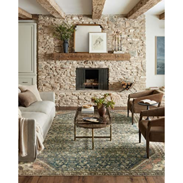 Loloi Magnolia Home by Joanna Gaines Banks Collection BAN-02 Denim/Clay Area Rug - Durable & Stylish