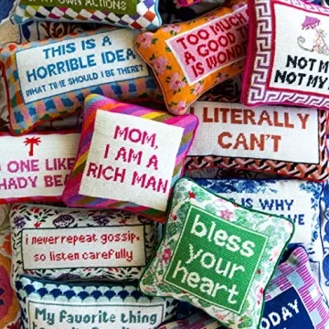 Handmade Needlepoint Throw Pillow Wool Embroidery 10x10