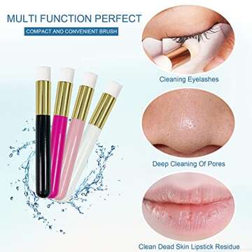 4 Pcs Lash Shampoo Brushes, Peel Off Blackhead Brush Remover Tool, Nose Pore Deep Cleaning Brush, Facial Cleansing Brushes, Eyelash Extensions Blackhead Brush Washing Brush