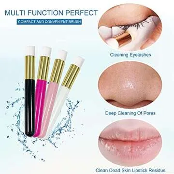 4 Pcs Lash Shampoo Brushes, Peel Off Blackhead Brush Remover Tool, Nose Pore Deep Cleaning Brush, Facial Cleansing Brushes, Eyelash Extensions Blackhead Brush Washing Brush