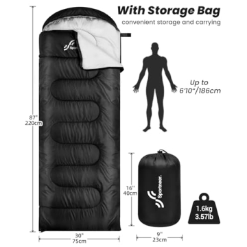 Sportneer 3-4 Season Sleeping Bag for Adults - Waterproof & Lightweight