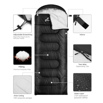 Sportneer 3-4 Season Sleeping Bag for Adults - Waterproof & Lightweight