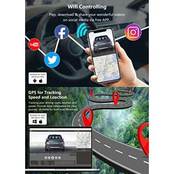 [F7NS+Original Rear Camera]-REDTIGER F7NS 4K Dash Cam with Wi-Fi GPS Front and Original Rear Camera and Cable