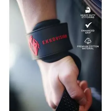 Ekkovision Weight Lifting Straps With Cuffed D Ring, Wrist Support for Men, Heavy Duty Thick Comfortable Lifting Straps, Secure Fit, Enhanced Grip, Straps for Weightlifting & Gym Training, Black
