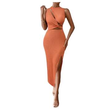 SOLY HUX Women's Cut Out Twist Front Sleeveless Dress for Summer Parties