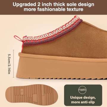 UNPLWO Women's Slippers Platform Mini Boots,Snow Winter Short Ankle Boot,Fluffy Warm Comfy Furry House Slippers Anti-Slip Boot for Indoor and Outdoor