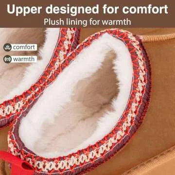 UNPLWO Women's Slippers Platform Mini Boots,Snow Winter Short Ankle Boot,Fluffy Warm Comfy Furry House Slippers Anti-Slip Boot for Indoor and Outdoor