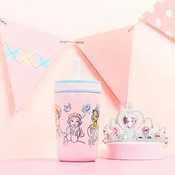Zak Designs Disney Princess Kelso Toddler Cups For Travel or At Home, 12oz Vacuum Insulated Stainles...