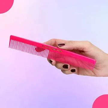Allegro Combs 420 Hair Stylist Barbers Cutting Combs Beard Comb Mustache Mens Women Toddler Boys Braiding Hair Parting USA 3 Pc. (Neon pink)