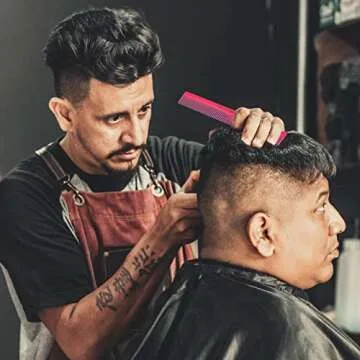 Allegro Combs 420 Hair Stylist Barbers Cutting Combs Beard Comb Mustache Mens Women Toddler Boys Braiding Hair Parting USA 3 Pc. (Neon pink)