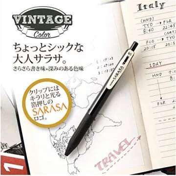 Zebra Sarasa Clip Gel Ink Ballpoint Pen 0.5mm, Rubber Grip, Vintage Colors, 5 Colors Set 2 (JJ15-5C-VI2)
