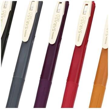 Zebra Sarasa Clip Gel Ink Ballpoint Pen 0.5mm, Rubber Grip, Vintage Colors, 5 Colors Set 2 (JJ15-5C-VI2)
