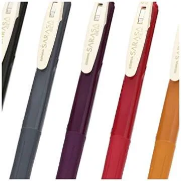 Zebra Sarasa Clip Gel Ink Ballpoint Pen 0.5mm, Rubber Grip, Vintage Colors, 5 Colors Set 2 (JJ15-5C-VI2)