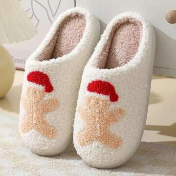 DRSLPAR Fuzzy House Slippers for Women Smiley Face - Christmas Cozy Memory Foam Woman Slipper Indoor...