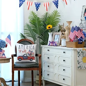 GEEORY Patriotic Pillow Covers Set for Independence Day