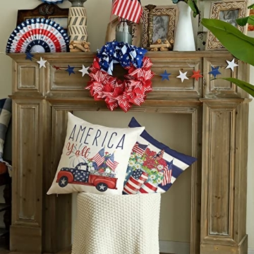 GEEORY Patriotic Pillow Covers Set for Independence Day