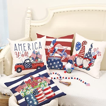 GEEORY Patriotic Pillow Covers Set for Independence Day