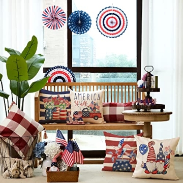 GEEORY Patriotic Pillow Covers Set for Independence Day