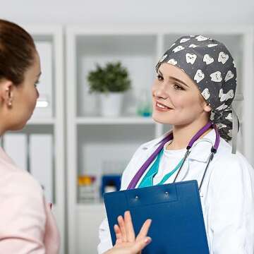 Honoson 6 Pcs Stylish Dental Scrub Caps with Buttons