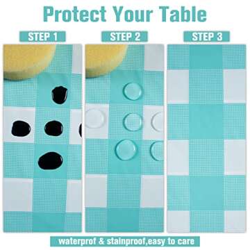Kesfey Aqua and White Checkered Tablecloths for Parties