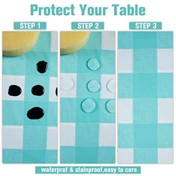 Kesfey Aqua and White Checkered Tablecloths for Parties