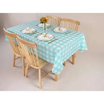 Kesfey Aqua and White Checkered Tablecloths for Parties