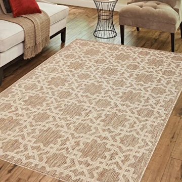 PRIYATE Trellis Design Outdoor/Indoor Area Rug 5'3" x 7'6'' – Lattice Sabina Courtyard Collection ...