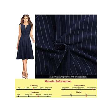 VFSHOW Womens Elegant Blue and White Pinstriped Pockets Slim Zipper up Work Business Office Party Skater A-Line Dress 2350 BLU M