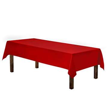 Gee Di Moda Rectangle Tablecloth - 60 x 102 Inch Red Table Cloth for 6 Foot Rectangle Table - Heavy ...