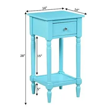 Convenience Concepts French Country Khloe 1 Drawer Accent Table with Shelf, Sky Blue
