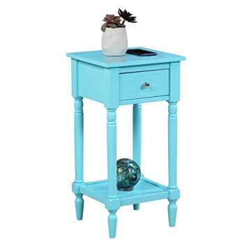 Convenience Concepts French Country Khloe 1 Drawer Accent Table with Shelf, Sky Blue