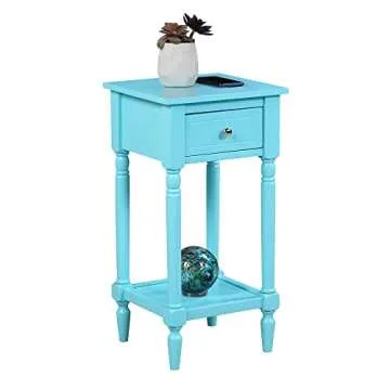 Convenience Concepts French Country Khloe 1 Drawer Accent Table with Shelf, Sky Blue