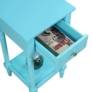 Convenience Concepts French Country Khloe 1 Drawer Accent Table with Shelf, Sky Blue