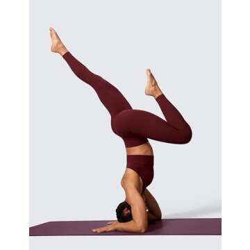 CRZ YOGA Womens Butterlift High Waisted Workout Leggings 25" - Pilates Gym Athletic Yoga Pants Buttery Soft Red Merlot Medium