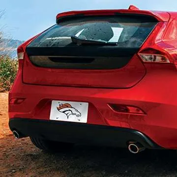 Rico Industries NFL Denver Broncos Laser Inlaid Metal License Plate Tag Silver, 6 x 12-"